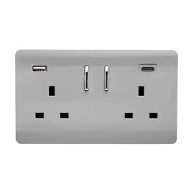 Brushed Steel Wiring Accessories Trendi Decorative Screwless